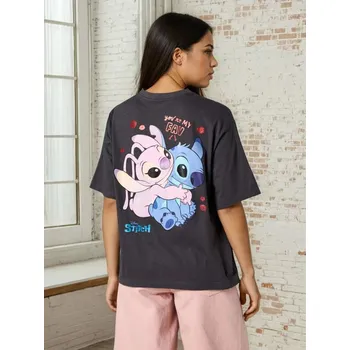 Sinsay - Bavlněné tričko s krátkým rukávem Lilo & Stitch - šedá - 836HA-85X - 836HA-85X-M