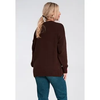 Dámský svetr FIGL Svetr M1240 Hnědá Regular Fit S