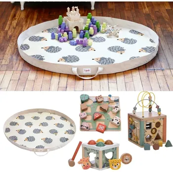 Dětské zboží 3 SPROUTS Set hrací podložka/vak a dřevěné hračky C Hedgehog