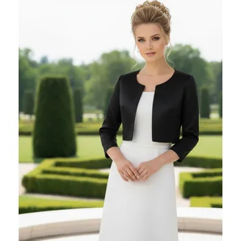 Bolerko Vypasovaný saténový kabátek - černý: BF-231 Vybraná velikost: 4XL