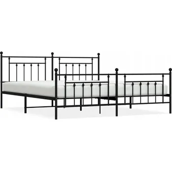 Postel Černý rám postele s čelem, kovový, 207 x 206 x 97 cm