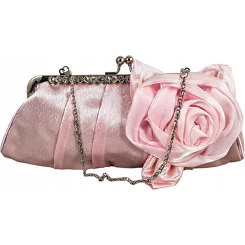 Kabelka MALÁ SPOLEČENSKÁ KABELKA KOKTEJLOVÁ KOSMETICKÁ TAŠTIČKA RŮŽOVÁ S RŮŽÍ