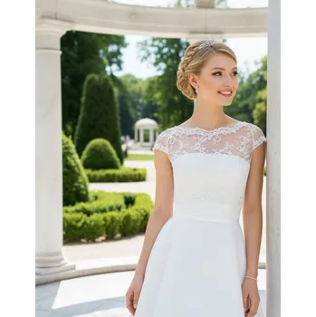 Bolerko Krajkový svatební kabátek s krátkým rukávem - ivory: BF-136 Vybraná velikost: S