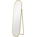 HOMCOM Celoplošné zrcadlo, 160 x 40 cm, nástěnné zrcadlo se stojanem, kovový rám, oválné stojací zrcadlo do obývacího pokoje, ložnice, zlatá barva