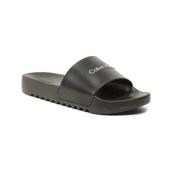 Pánské pantofle Nazouváky Calvin Klein Chuncky Pool Slide Rub HM0HM01063 Černá 44