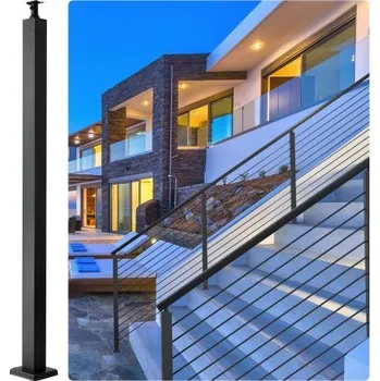 Zábradlí Sloupek zábradlí pro kabely 36x2x2in/91,4x5,1x5,1 cm ocelový sloupek zábradlí bez otvorů 1 ks černý
