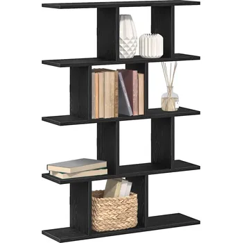 police Nástěnná police 12 přihrádek černá kompozitní dřevo - 8721158650450