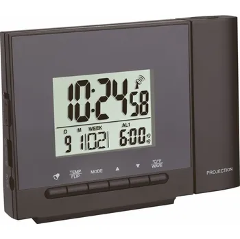 Budík TFA 60.5013.01 - Digitální budík s rádiově řízeným časem a projekcí - černý