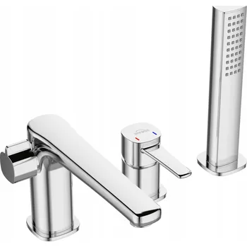 Vodovodní baterie Vanová baterie 3-otvorová Glamour chrom Invena kompletní sada pro montáž na vanu