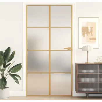 Interiérové dveře Interiérové dveře úzké zlaté 102,5x201,5 cm tvrzené sklo hliník - 8721012136977