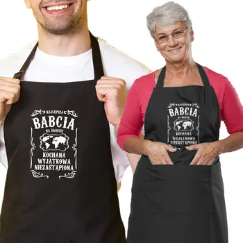 Kuchyňská zástěra Černá kuchyňská zástěra ideální jako dárek "Nejlepší babička na světě"