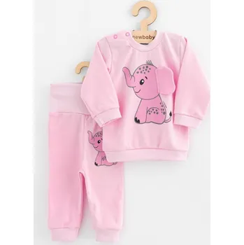Kojenecká souprava Kojenecká souprava tričko a tepláčky New Baby Happy Elephant pink, 80 (9-12m), Růžová
