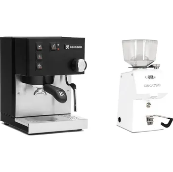 Kávovar Rancilio Silvia BC, black + Ascaso H64, white