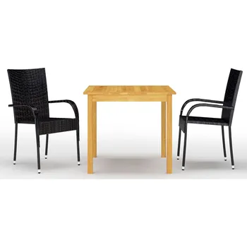 Zahradní sestava 3dílný zahradní jídelní set černý - 8720286337455