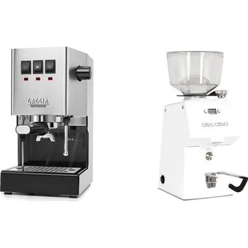 Kávovar Gaggia Classic E24, stainless steel + Ascaso H64, white