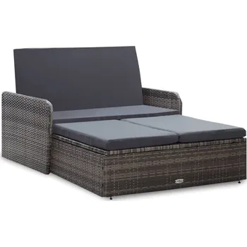 Zahradní sestava 2dílná zahradní sedací souprava s poduškami polyratan šedá - 8719883726441