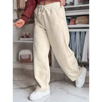 Dámské kalhoty teplákové wide leg DRESMOOD UY2685 Barva: Béžová, Velikost: ONE SIZE