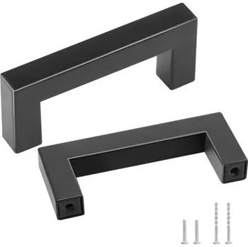 Nábytkové kování 10 kusů úchytek na skříňky, 3" / 76 mm od středu ke středu, úzká čtvercová zásuvka kuchyňské skříňky, nerezová ocel, moderní úchytky na dveře kuchyňské skříňky pro kuchyňský koupací bar, matně černá