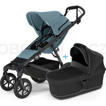 Kočárek Thule Urban Glide 4-wheel Mid blue s magnetickou sponou + korbička Black