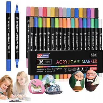 SADA 36 BAREVNÝCH OBOUSTRANNÝCH AKRYLOVÝCH POPISOVAČŮ / FIXŮ, DÉLKA 170 MM