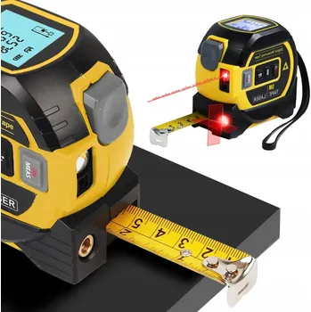 Měřící laser 3V1 LASEROVÝ DÁLKOMĚR S 5M SVINOVACÍM METREM A LCD DISPLEJEM, ABS+TPR
