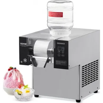 Výrobník ledu Komerční výrobník ledu , výrobník ledu na sněhové vločky s výkonem 176,4 liber/24 hodin, stroj na výrobu ledu z nerezové oceli, elektrický výrobník sněhového kornoutu, systém chlazení vzduchem pro rychlý odvod tepla, pro pekárny, kavárny