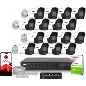 Bezpečnostní kamera Sada IP monitoringu KEEYO 16x LV-V-IP4M25TF-B 2K+ PoE IR 25m Audio Ai