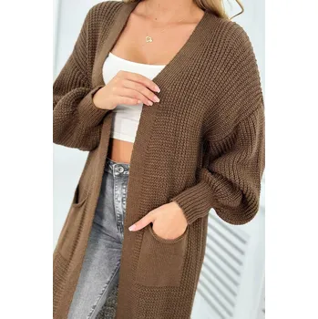 Dámský svetr Svetr dlouhý kardigan hnědý UNI