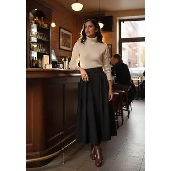 Dámská sukně FIGL Midi sukně M1255 Černá A-Line Fit L