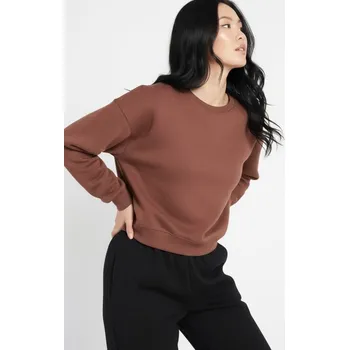 Dámské oblečení Sinsay - Mikina regular s kulatým výstřihem - tmavě hnědá - 6311J-89X - 6311J-89X-S
