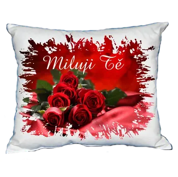 Dekorativní polštářek Moon River polštář Svatý Valentýn Miluji Tě růže 30x40 cm (valentýnský dárek)