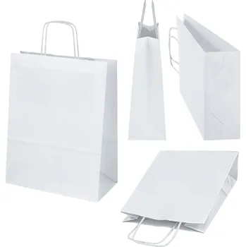 Dárková taška BÍLÉ PAPÍROVÉ TAŠKY 18x8x22,5 cm PREMIUM 130g DÁRKOVÉ TAŠKY 100 ks