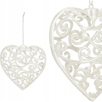Vánoční dekorace ZÁVĚSNÁ OZDOBA NA STROMEČEK VÁNOČNÍ KOULE SRDCE OZDOBA NA VÁNOČNÍ STROMEČEK 9 Cm AŽUROVÁ DEKORACE