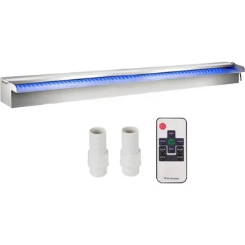 Zahradní dekorace Dekorativní vodopádová fontána z nerezové oceli o rozměrech 91,4 cm x 11,5 cm x 7,9 cm s LED páskovým světlem pro zahradní jezírko v interiéru i exteriéru