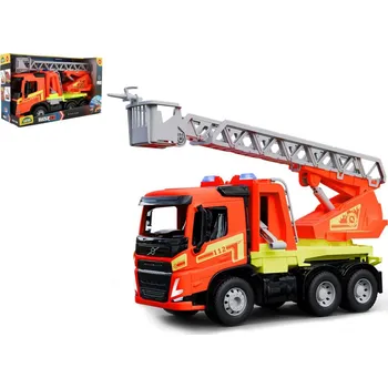 autíčko LENA Auto hasiči s žebříkem Volvo Worxx plast 48cm 1:15 v krabici 50x30x20cm