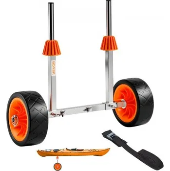 Kajakový vozík , nosnost 113,4 kg, vozík na kánoi s 19,1 cm plnými gumovými pneumatikami a stojánkem, složení a rozložení během několika sekund, vozík na paddleboard pro kajaky, kánoe a paddleboardy