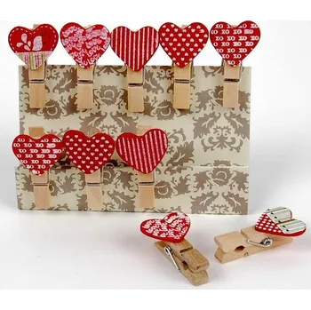 Svatební dekorace FANDY Kolíčky dekorační dřevěné Shapes 01 srdce