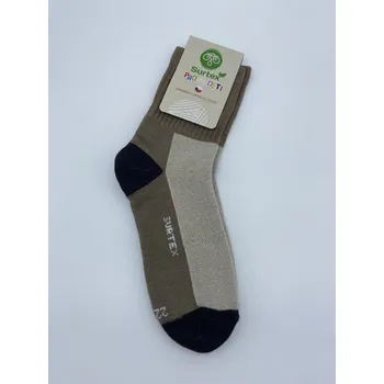 Pánské ponožky Surtex dětské ponožky 70% merino volný lem hnědá Velikost EU: 34-35