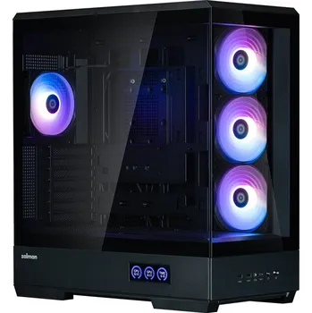 PC skříň ZALMAN P50 DS černá Skříň, Middle tower, bez zdroje, ATX, 4× 120mm ARGB ventilátor, 2× USB 3.0, 1× USB-C, průhledná bočnice a přední panel, černá P50 DS Black