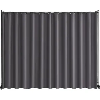 Paraván dělicí stěna, přenosná panelová dělicí stěna s kolečky, stojan na závěsy, volně stojící dělicí stěna, zástěna na ochranu soukromí do kanceláře, ložnice, jídelny, pracovny, šedá