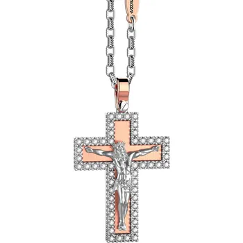 Náhrdelník Zlatý Přívěsek Kříž Zancan Couture EC901RB 6030056