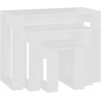 Konferenční stolek Bílý skládací stolek 61x28x47 cm, 43x28x37 cm, 25x28x27 cm