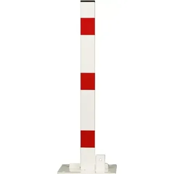 Plotový sloupek Bílo-červený ocelový parkovací sloupek (hranatý profil) - 60 cm