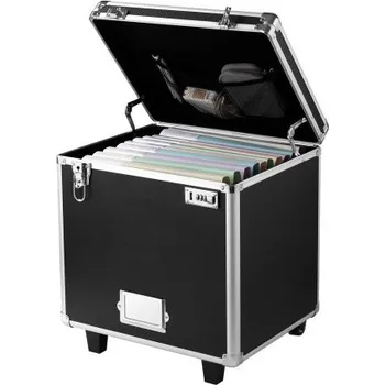 Poštovní schránka Přenosná schránka na spisy , vnitřní rozměry truhly 395 x 320 x 380 mm, uzamykatelná mobilní pracovní schránka s teleskopickou rukojetí, ruční tažná schránka na spisy pro kanceláře, domácnosti, kanceláře, nemocnice, banky