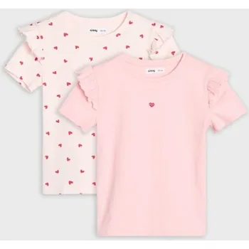 Dívčí tričko Sinsay - Bavlněné tričko 2 pack - vícebarevná - 858DN-MLC - 858DN-MLC-128