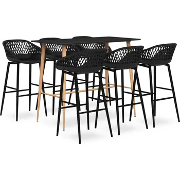 Jídelní set 7dílný barový set černý - 8720286173169