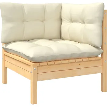 Zahradní sestava Zahradní rohová pohovka s krémovými poduškami masivní borovice - 8720286670606