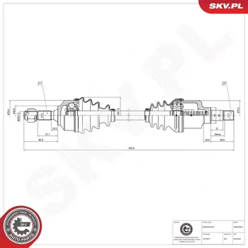 Poloosa kola ESEN SKV Hnací hřídel ESN 40SKV346