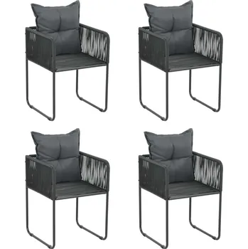 Zahradní křesla 4 ks s polštáři polyratan černá - 8720286181935