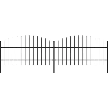 Plot Zahradní plot s kopím nahoře ocelový 359 x 100 cm černý - 8719883714424